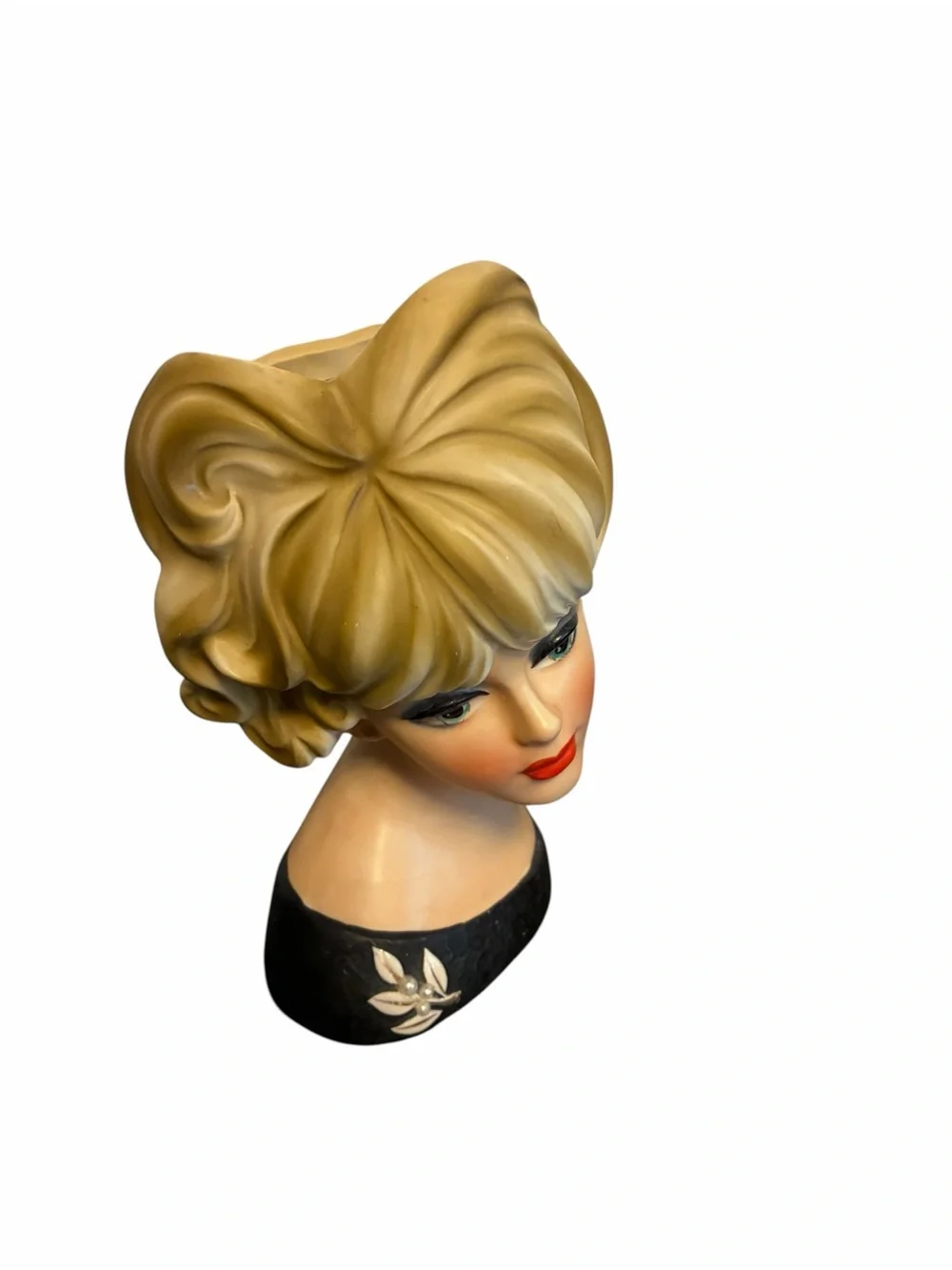 Vintage Napcoware C7471 Blonde Lady Head Vase Pearl Brooch Ceramic 60s Japan
